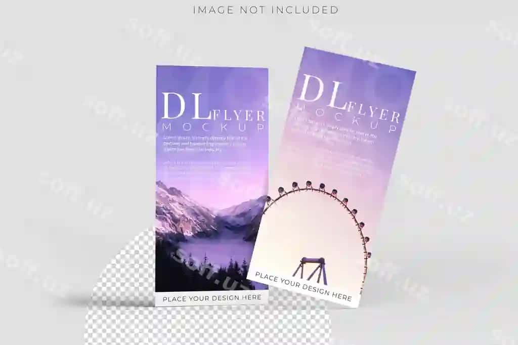 Haqiqiy dl flyer bo'sh mockup shablon ajralangan fon bo'sh | Realistic dl flyer blank mockup template isolated background empty