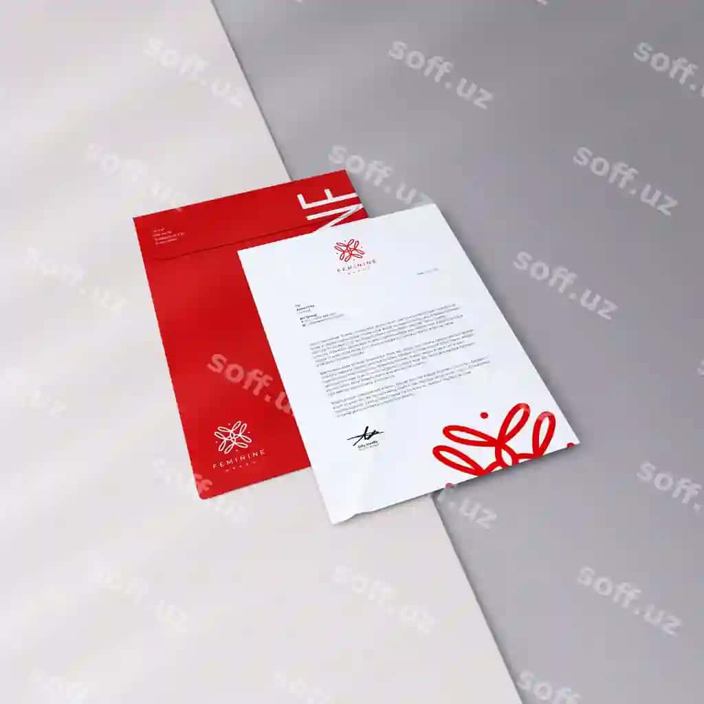 Komplekt xat sarlavhasi namunasi realistik 3d | Set letterhead mockup realistic 3d