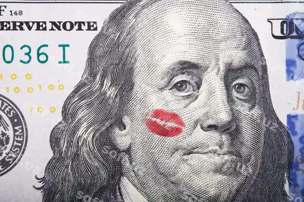 Kiss portreti Benjamin Franklin yuz dollarka varaq | Kiss portrait benjamin franklin hundred dollar bill