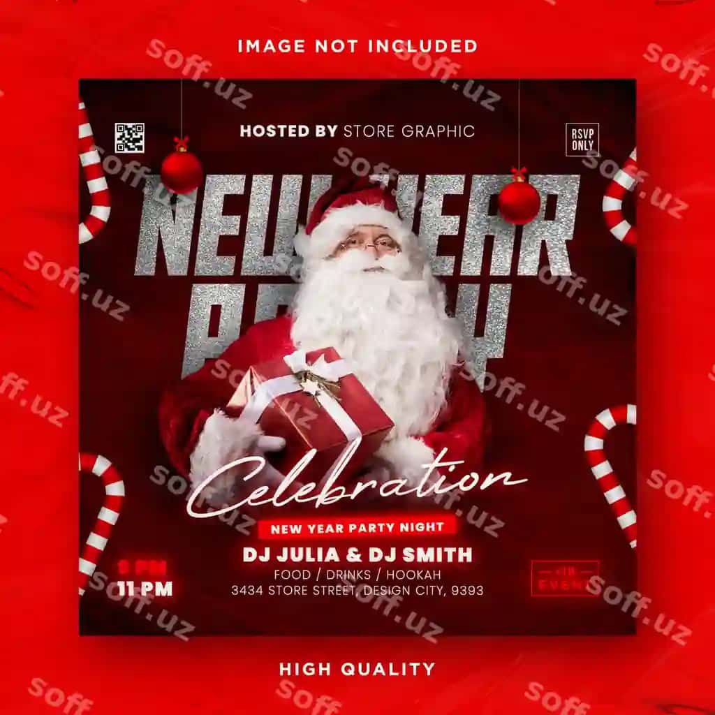 Nohorgi to'lib floyer ijtimoiy tarmoqlar banner shabloni | Christmas party flyer social media banner template
