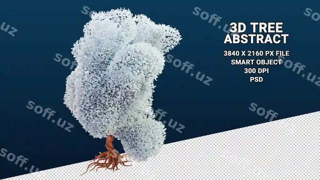Ajraltirilgan 3d model daraxt abstrakt oq yaproq bilan shaffof orqa fonda | Isolated 3d model tree with abstract white leaves transparent background