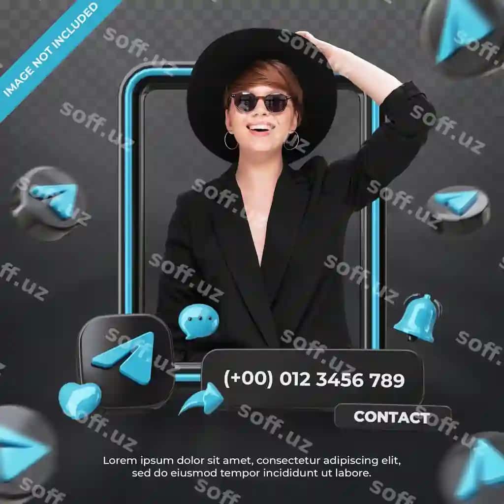 Banner ikonka profil telegram 3d render yorliq ajraltirilgan | Banner icon profile telegram 3d rendering label isolated