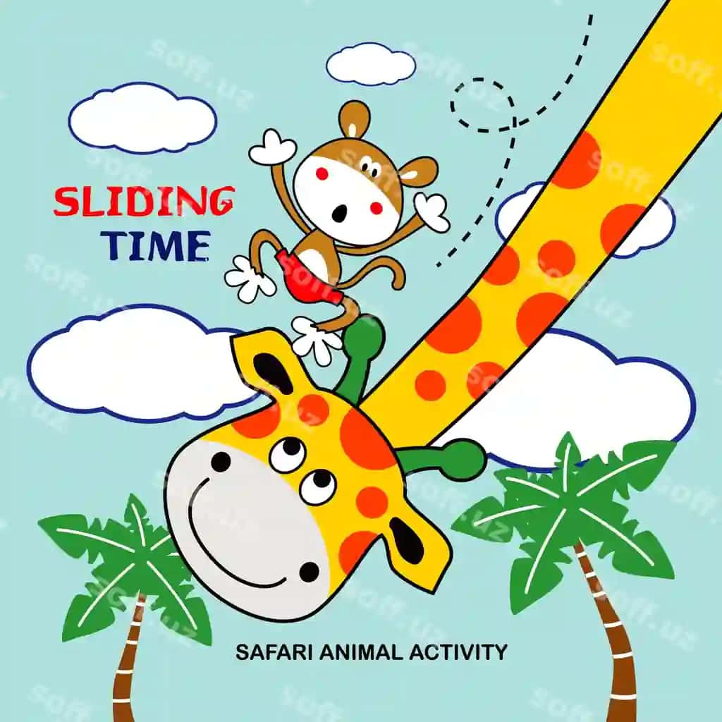 Hayvon safari dizayn karyukatura vektor ilustratsiyasi | Animal safari design cartoon vector illustration