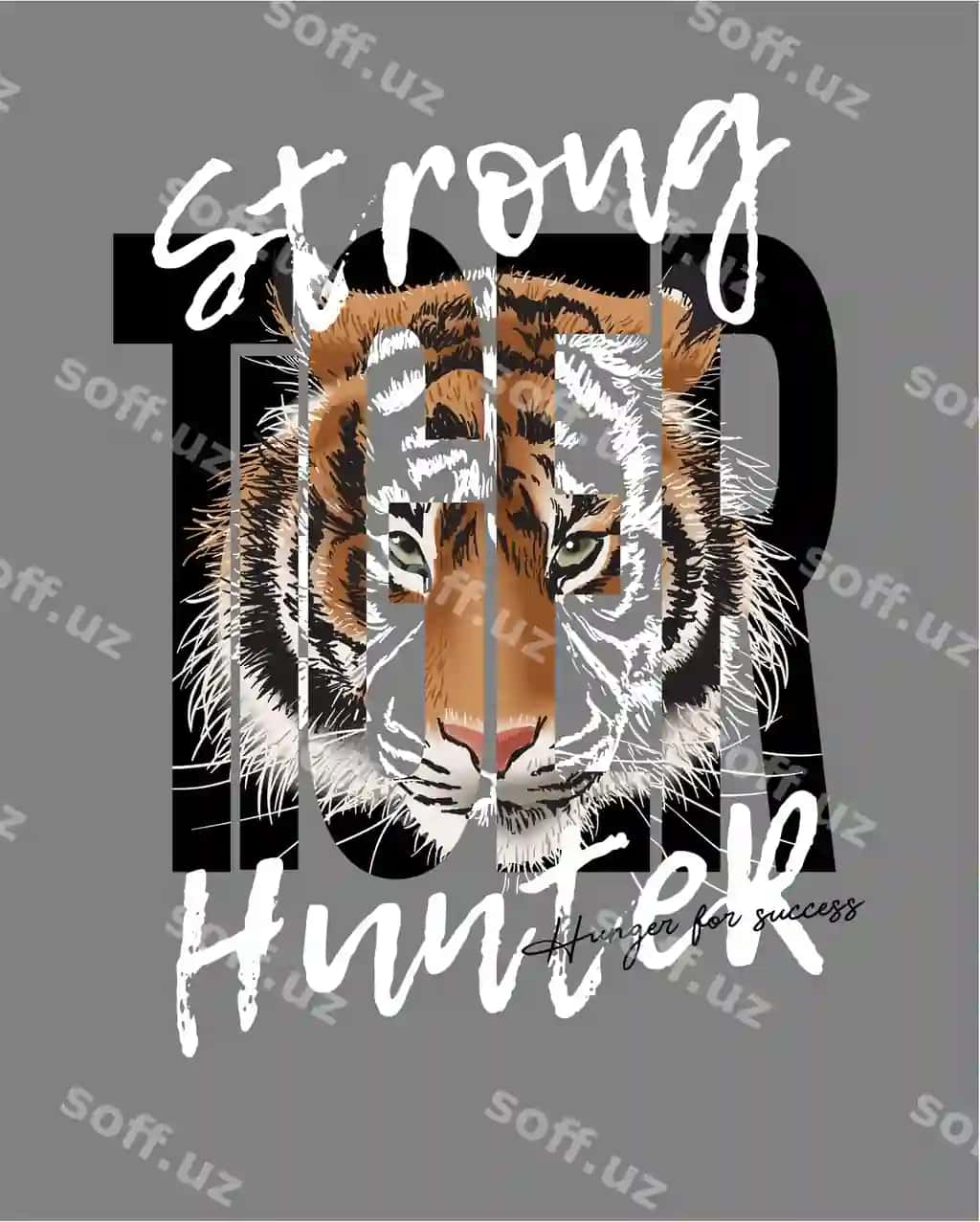Kuchli ohlonboshi sovg'a tuyoqchilik shariti bilan illustratsiyasi | Strong hunter slogan with tiger face illustration