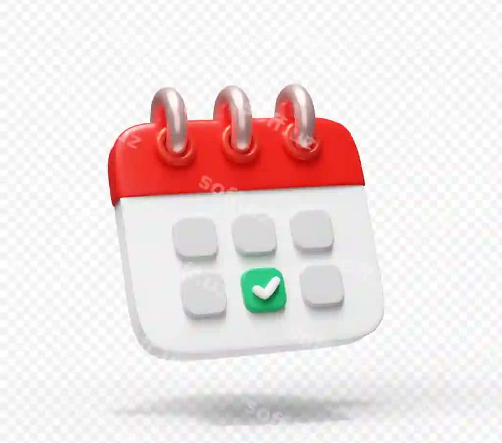 Chiroyli takvim belgisining ikonasi tekshirish belgisi bilan 3D illustratsiya | Cute calendar symbol icon with checkmark 3d illustration