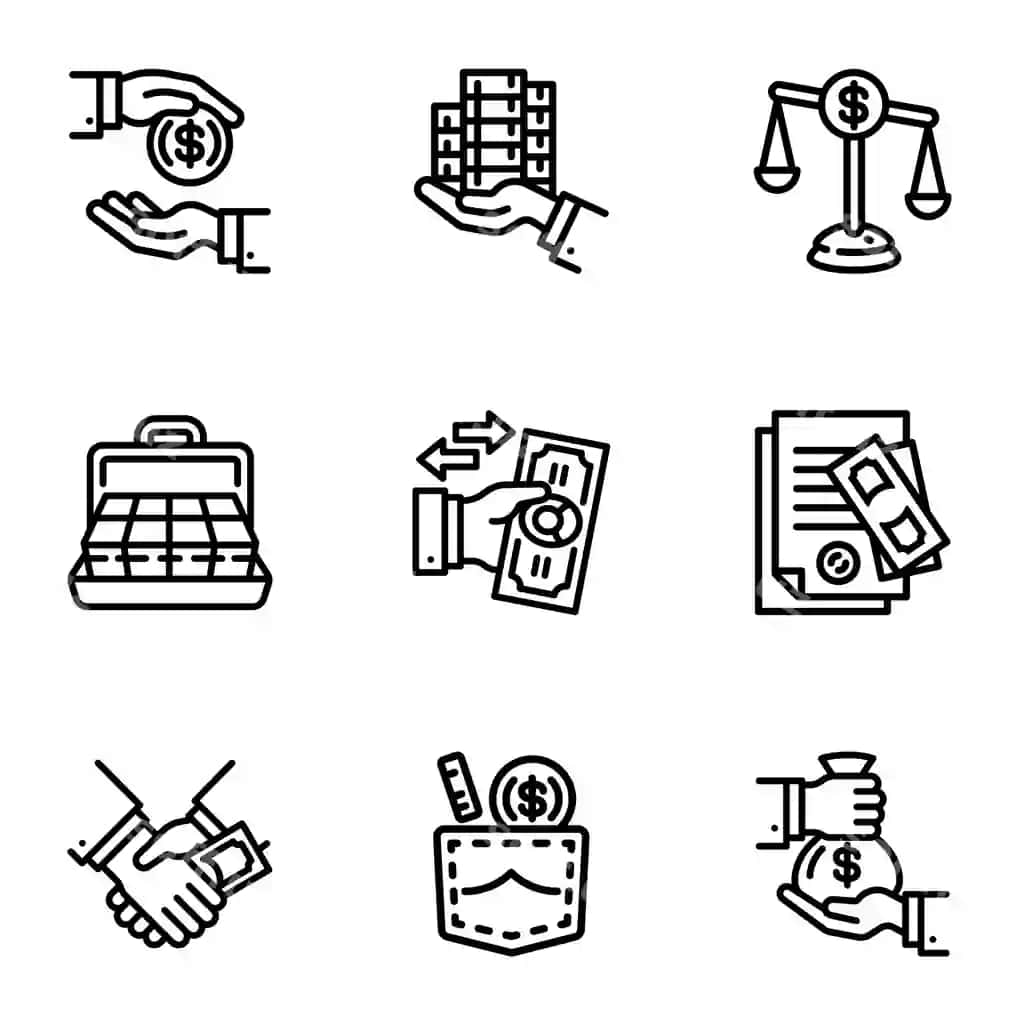 Mabiylik puli ikonlar to'plami chetki to'plami 9 ta mabiylik puli ikonasi | Bribery money icon set outline set 9 bribery money icons