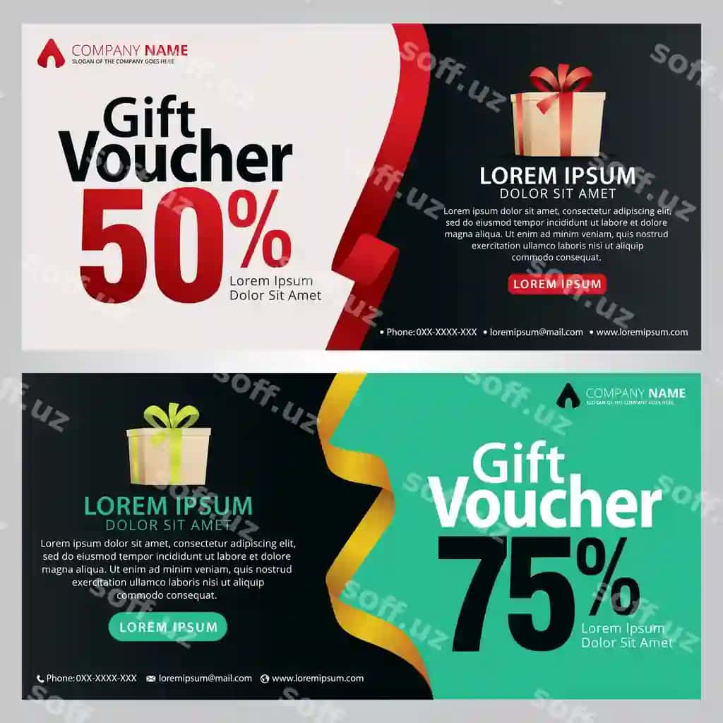 Sovuqchi sovg'a voucheri shabloni toza zamonaviy naqsh bilan | Gift voucher template with clean modern pattern