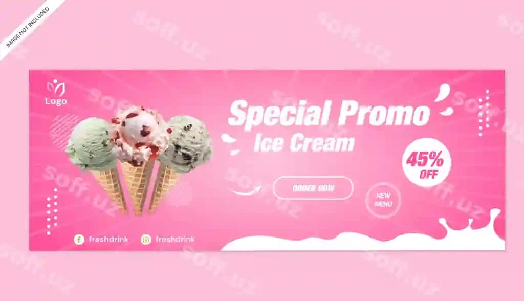 Muzqaymoq baner reklama shabloni | Ice cream banner promotion template