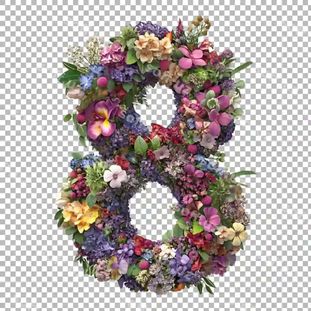 Png raqami 8 gulli uslub shaffof fonda ajraltirilgan | Png number 8 floral style isolated against transparent background