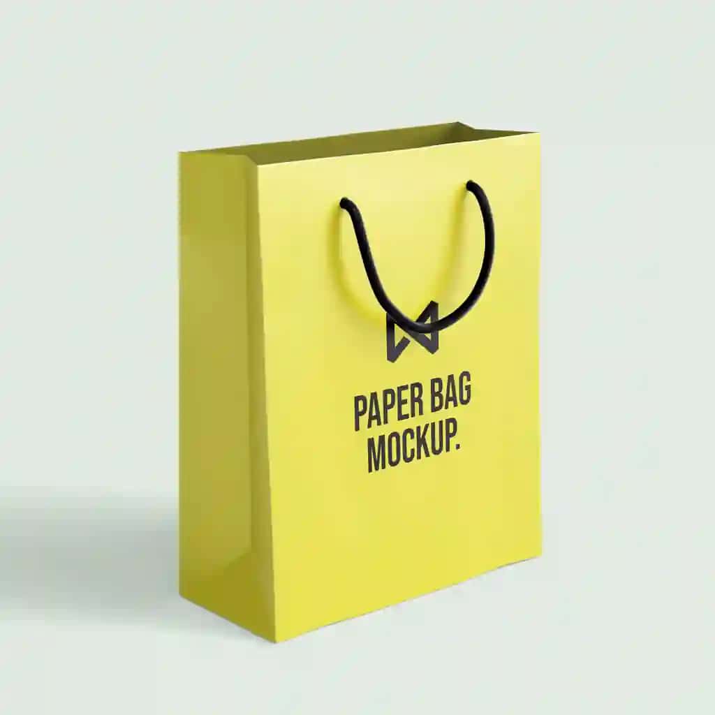 Paperbag maketi izometrik ko'rinish ikki | Paperbag mockup isometric view two