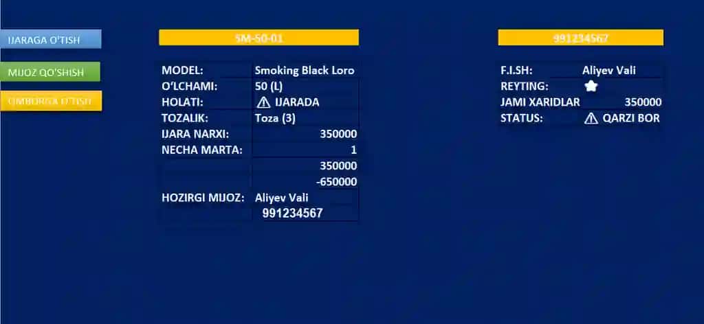 Ijara biznesi uchun CRM. Qidiruv paneli va foydalanish yo'riqnomasi bilan birga