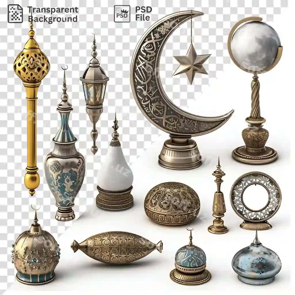 Psd islamiy hilol elementlar to'plami turli shakllar va hajmlar | Psd islamic lunar item set collection different shapes sizes