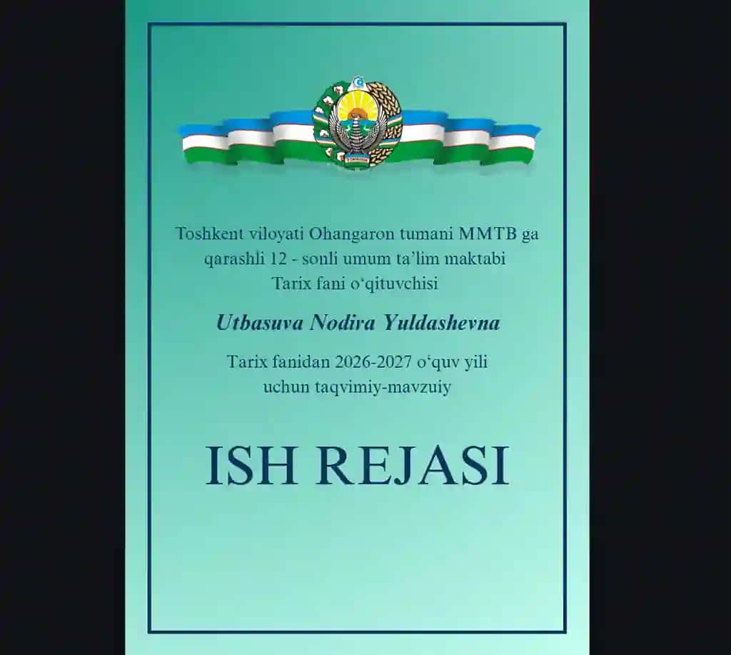 Yillik ish reja muqovasi