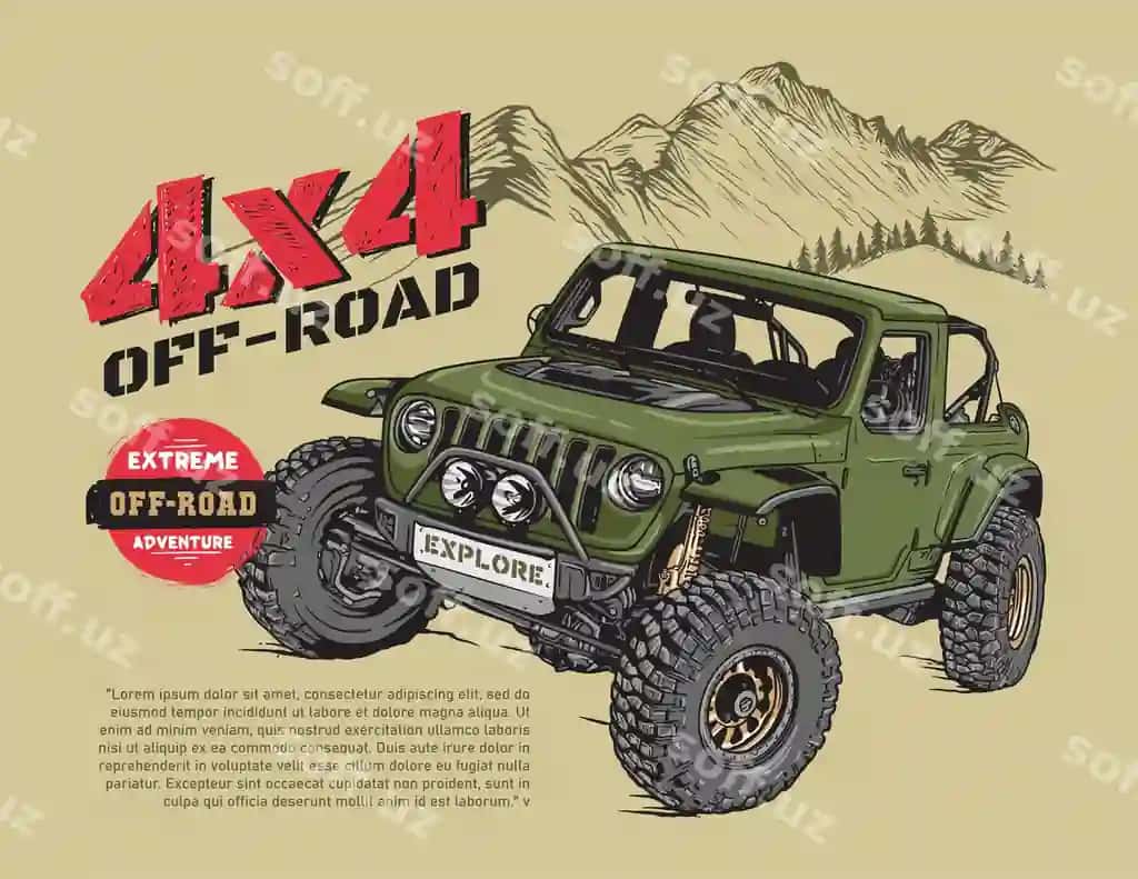 Offroad jeep choʻl togʻi orqa fonda | Offroad jeep with rocky mountain background