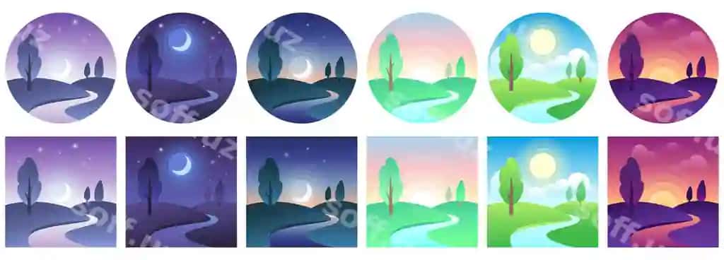Landskap vaqt ikonkalar | Landscape time icons