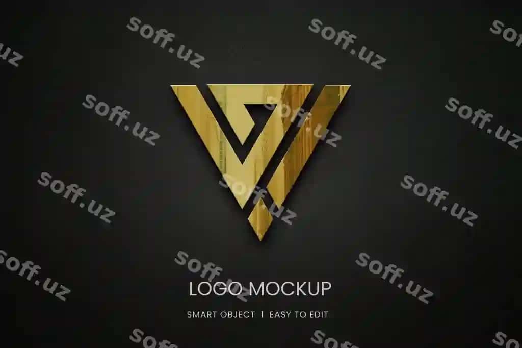 Oltin aks ettiruvchi logotip modeli | Golden reflective logo mockup