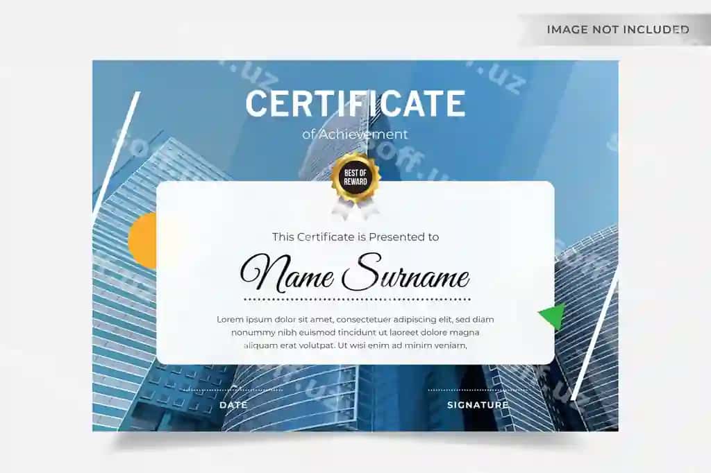 Ijodkor xodim korporatsiya oyi sertifikat shabloni | Creative employee corporate month certificate template