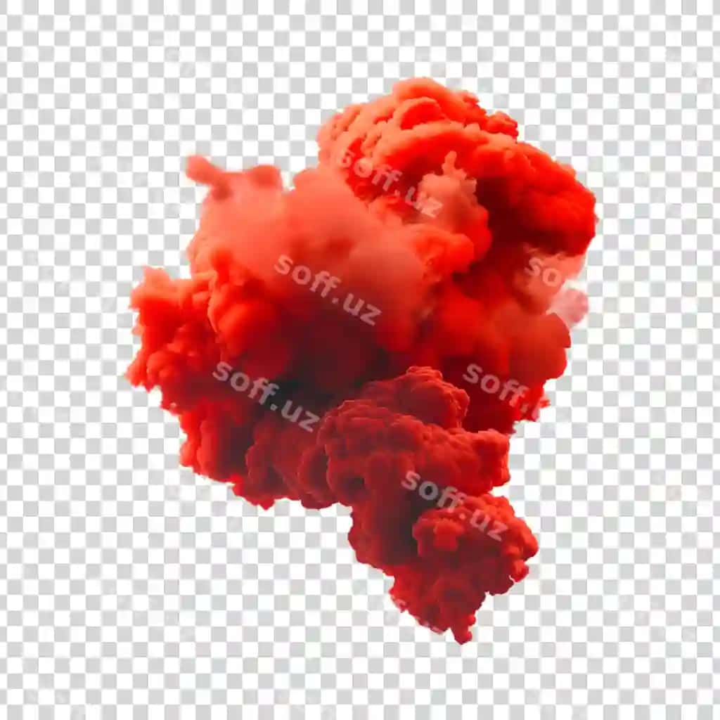 Qizil tutun buluti effekti shaffof orqa fonda | Red smoke cloud effect transparent background