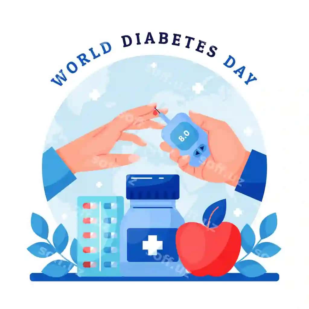 Tekis illustratsiya dunyo diabet kuni xotirantirish | Flat illustration world diabetes day awareness