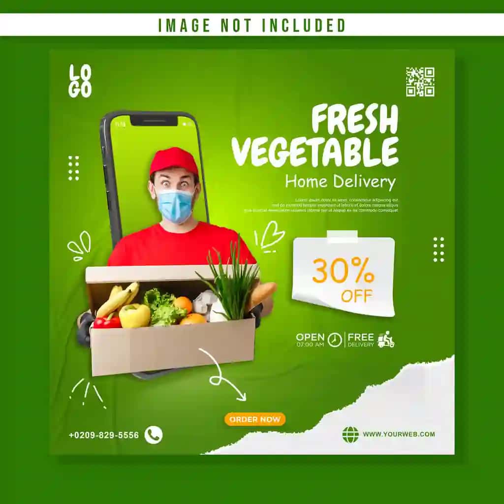 Uyga yangi sabzavotlarni telefon orqali ijtimoiy tarmoqlarda reklama orqali yetkazib berish | Home delivery fresh vegetable with phone social media post promotion