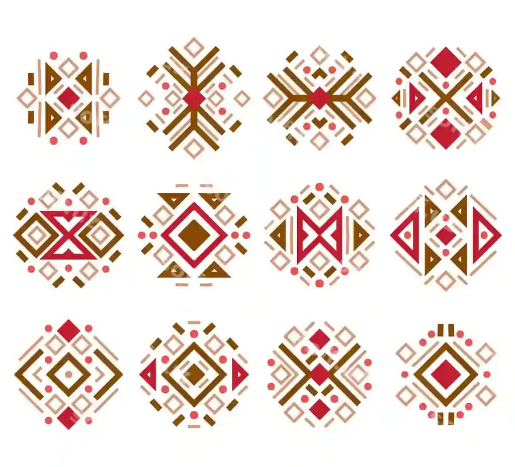 Komplekt moda Meksik Aztec Yerli Amerikalik naqshlar Navajo elementlar | Set fashion mexican aztec native american patterns navajo elements