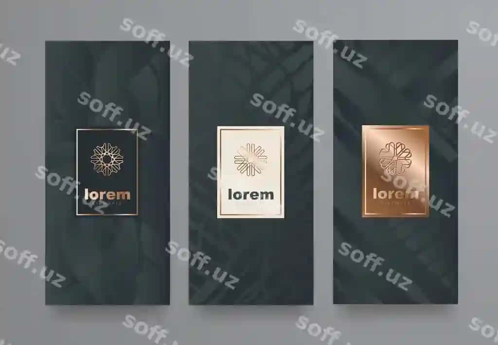 Komplekt etiketkalar uchun shablonlar turli xil teksturali luks mahsulotlar bilan | Set labels templates with different texture luxury products