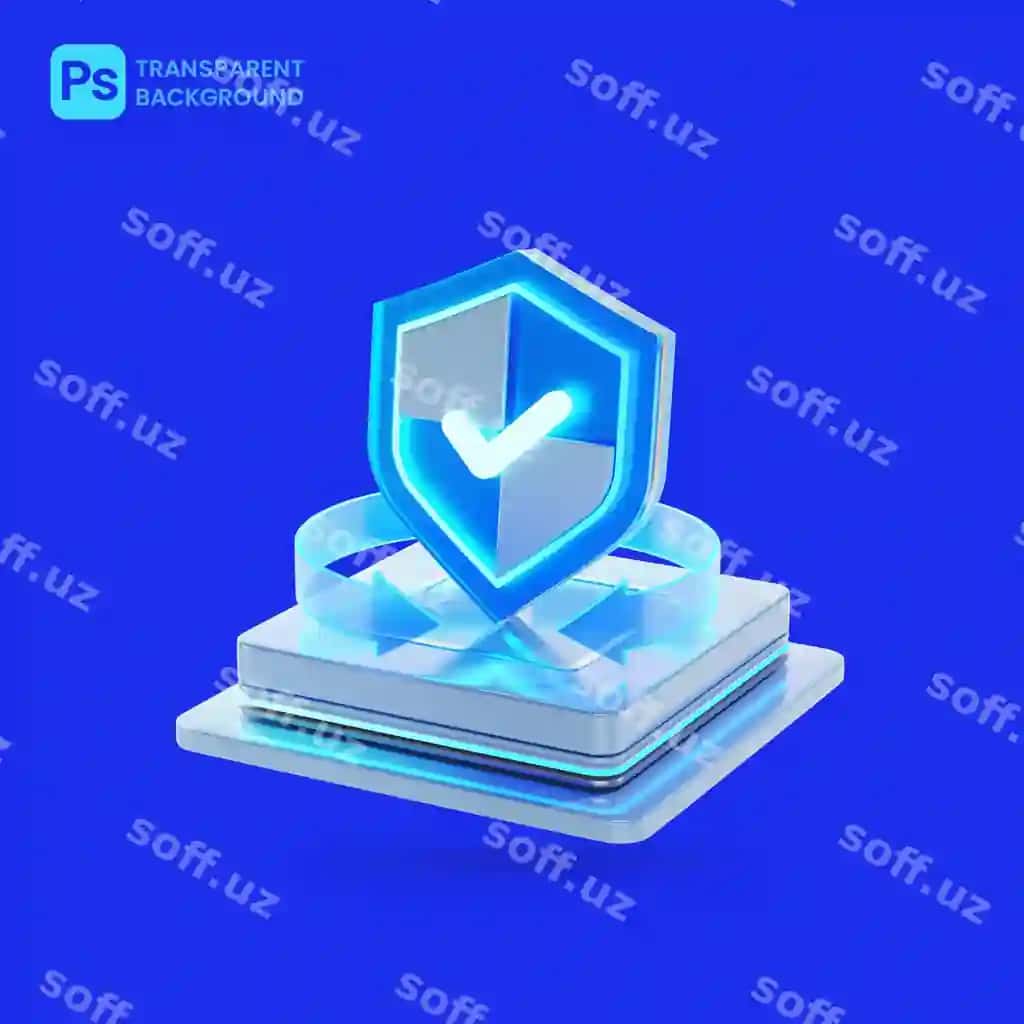 Kiber xavfsizlik tekshirish belgasi ikon doira shaffof o'q | Cyber security check mark icon circle glass arrow