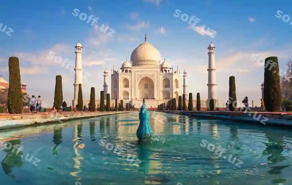 Taj mahal monumenti go'zal kun ko'rinishi Hindiston | Taj mahal monument beautiful day view india