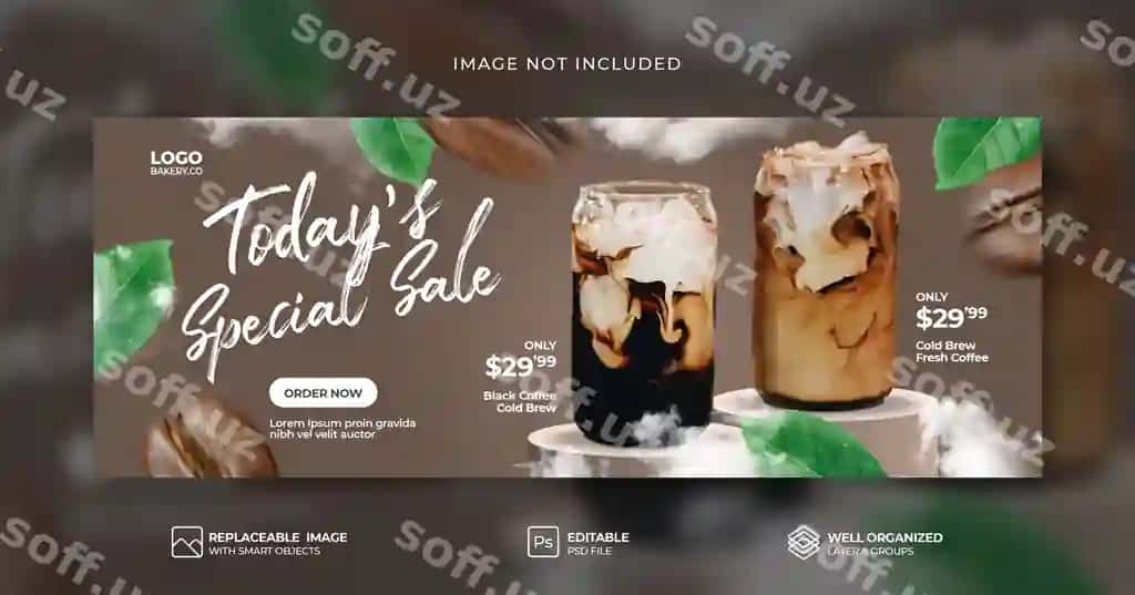 Maxsus kofe ichimligi menyu stend reklamasi va ijtimoiy tarmoqlar Facebook | Special coffee drink menu with podium promotion social media facebook