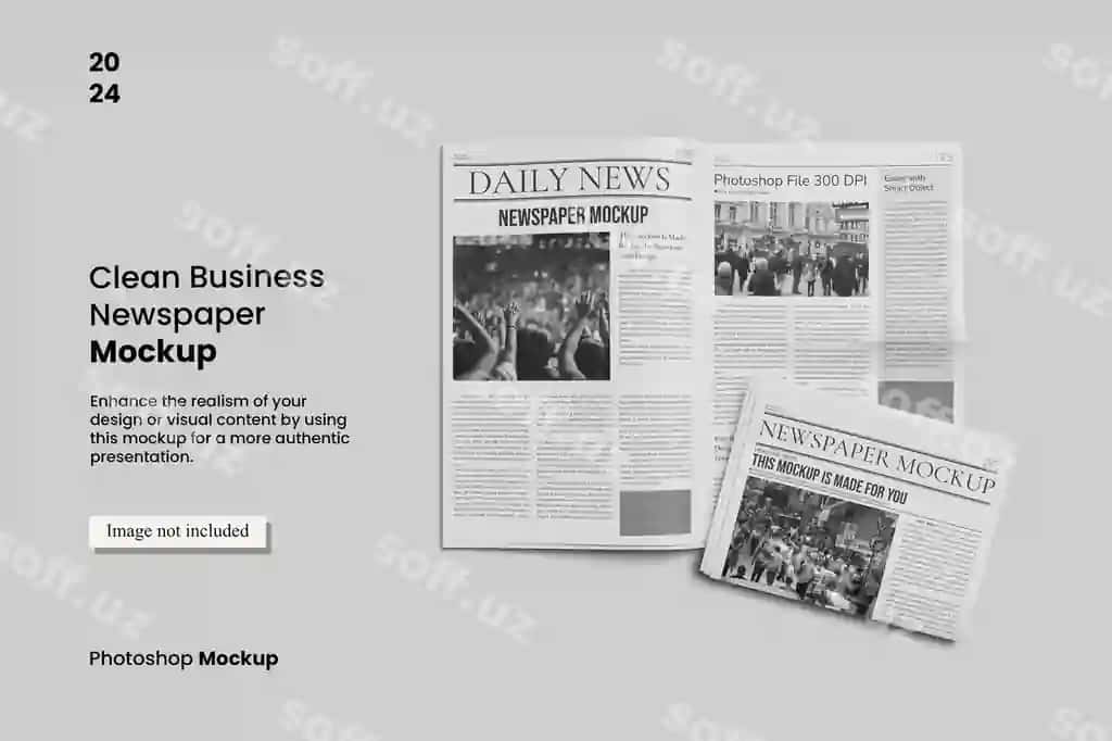 Soddalashtirilgan biznes gazetasi dizayn mijozlaringizni namoyish etuvchi namuna | Clean business newspaper mockup showcasing your design clients