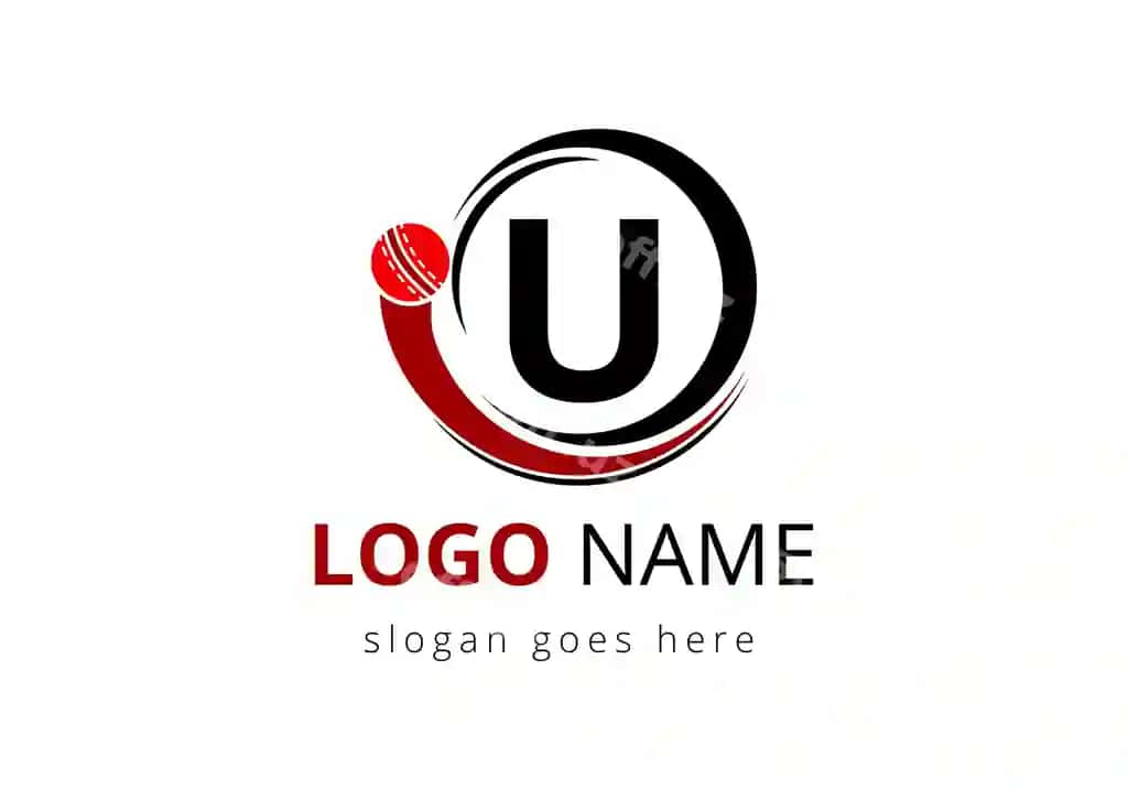 U harfi kriket logotipi konseptsiyasi harakatlanuvchi kriket to'p ikonasi bilan | Letter u cricket logo concept with moving cricket ball icon cricket