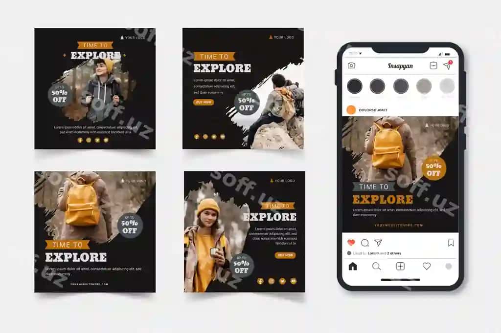 Flat macera Instagram postlar to'plami foto bilan | Flat adventure instagram posts collection with photo