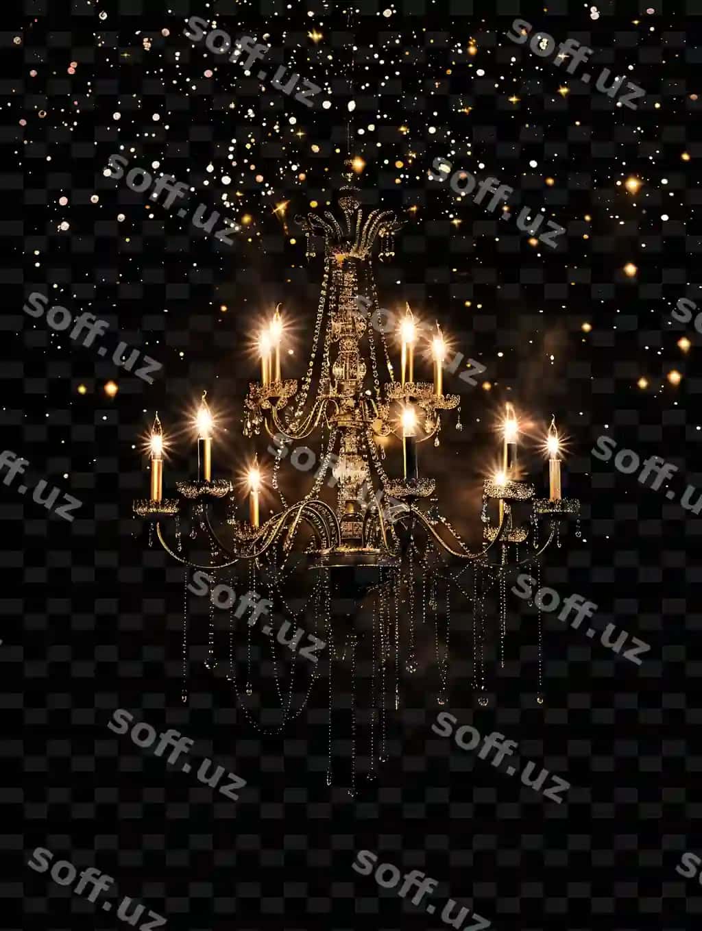 Yorqin nurli iliq nurli kuchaytiruvchi png bilan avizo chiroqchasi | Chandelier light with sparkling glow warm radiant enhancing png