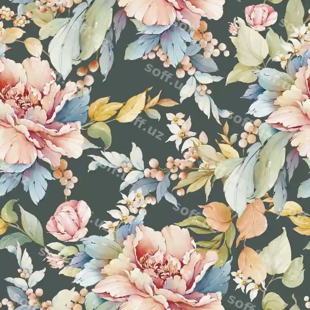 Suvli gül naqshi | Watercolor flower pattern