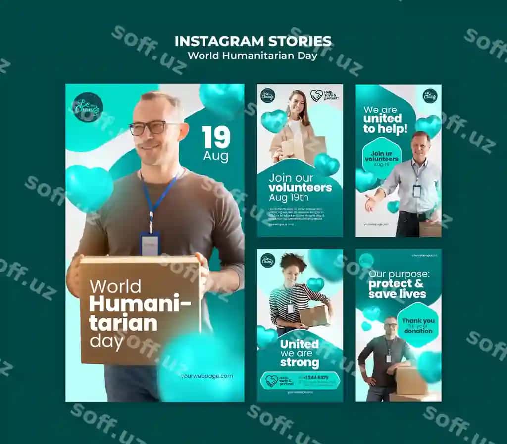 Dunyo insonga me'moniy kun shablon dizayni | World humanitarian day template design