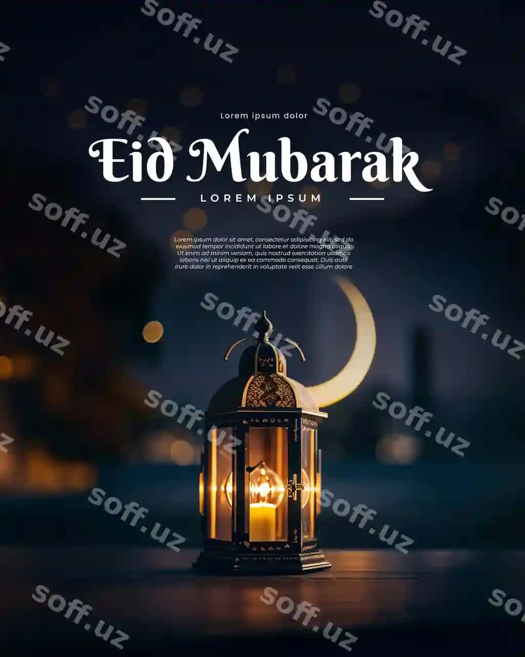 Moslashuvchan poster: islomiy feni, Eid Muborak, boshqa islomiy elementlar. | Versatile poster featuring islamic lantern eid mubarak other islamic