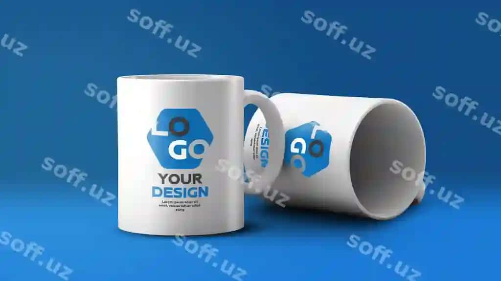 Model ikkita oq keramika qahve chayigini | Mockup two white ceramic coffee mug