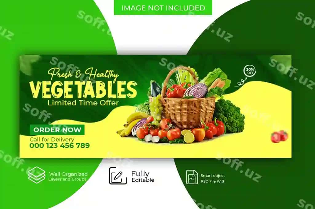 Sog'liq ovqat sabzi facebook cover | Healthy food vegetable facebook cover