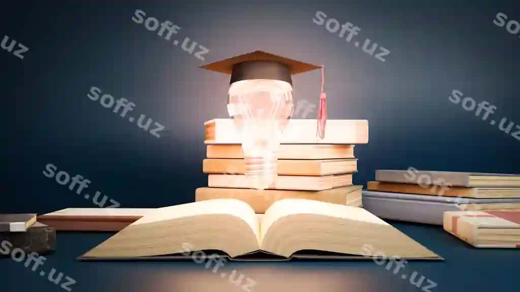Ochiq kitob diploma shapsha chiroq lampasi ta'lim o'rganish maktab universitet g'oya kontseptsiya 3D illustratsiya | Open book with graduation hat light bulb education learning school university idea concept 3d illustration