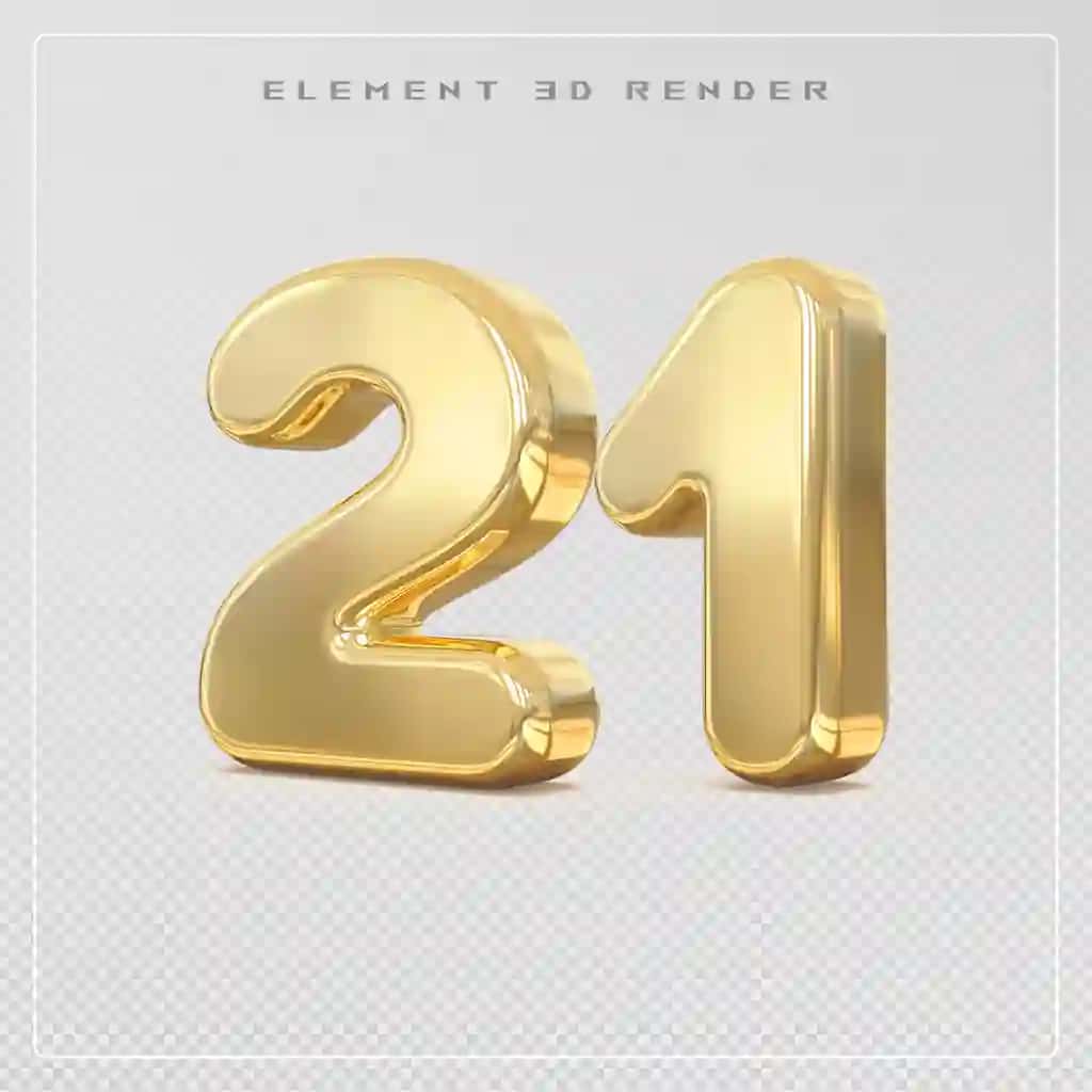 Oltin 3d raqami 21 | Gold 3d number 21