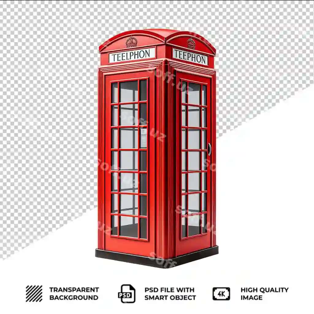 Psd ingliz telefon qutisi ajraltirilgan shaffof fon | Psd english telephone box isolated transparent background