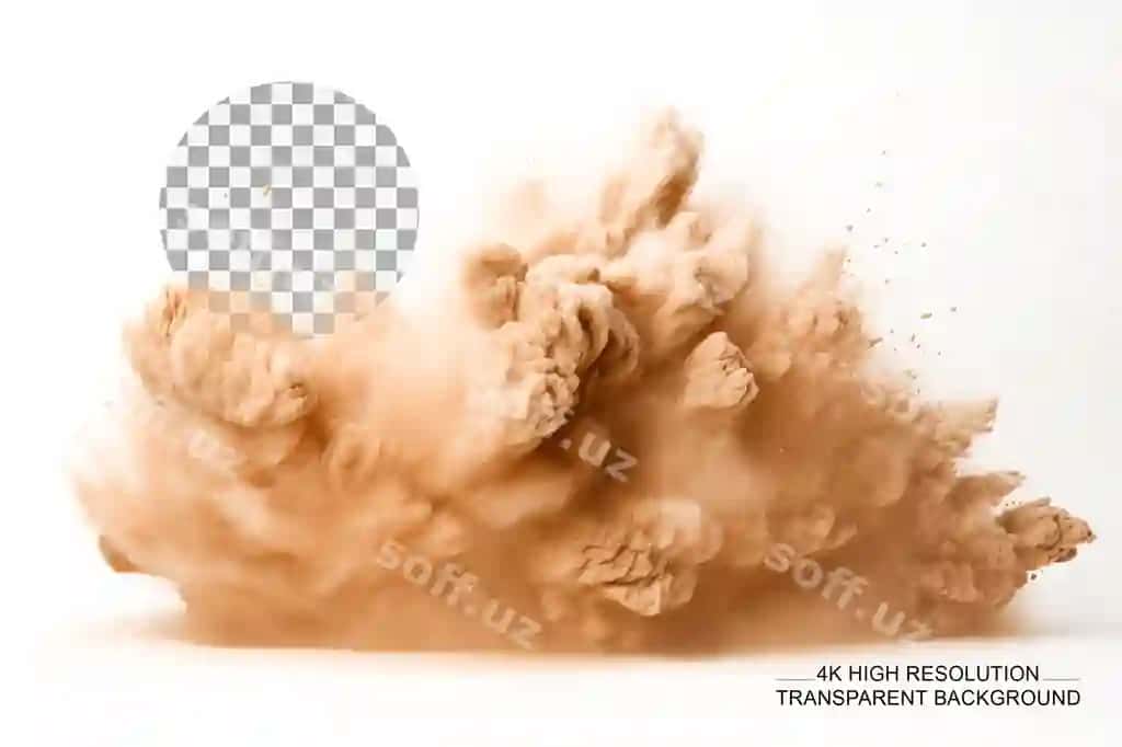 Orqa fonda shaffof, qongʻiroq pushti, qalin bulut, tozabon tuproq | Thick cloud brown dust transparent background