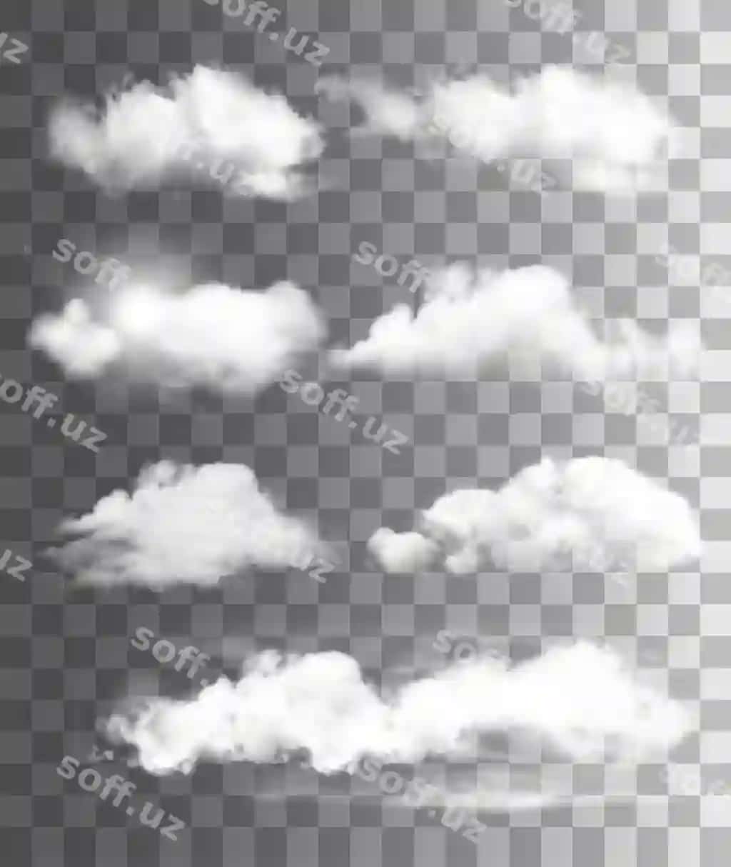 Oʻrnatish shaffof boshqa bulutlar vektori | Set transparent different clouds vector