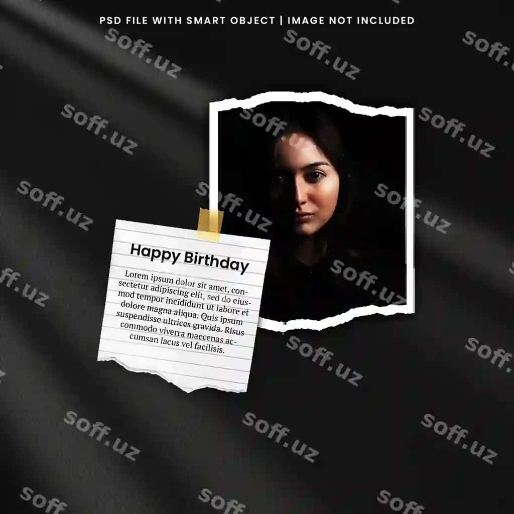 Baxtli tug'ilgan kun tabrik kartochkasi foto moodboard premium PSD | Happy birthday greeting card photo moodboard premium psd