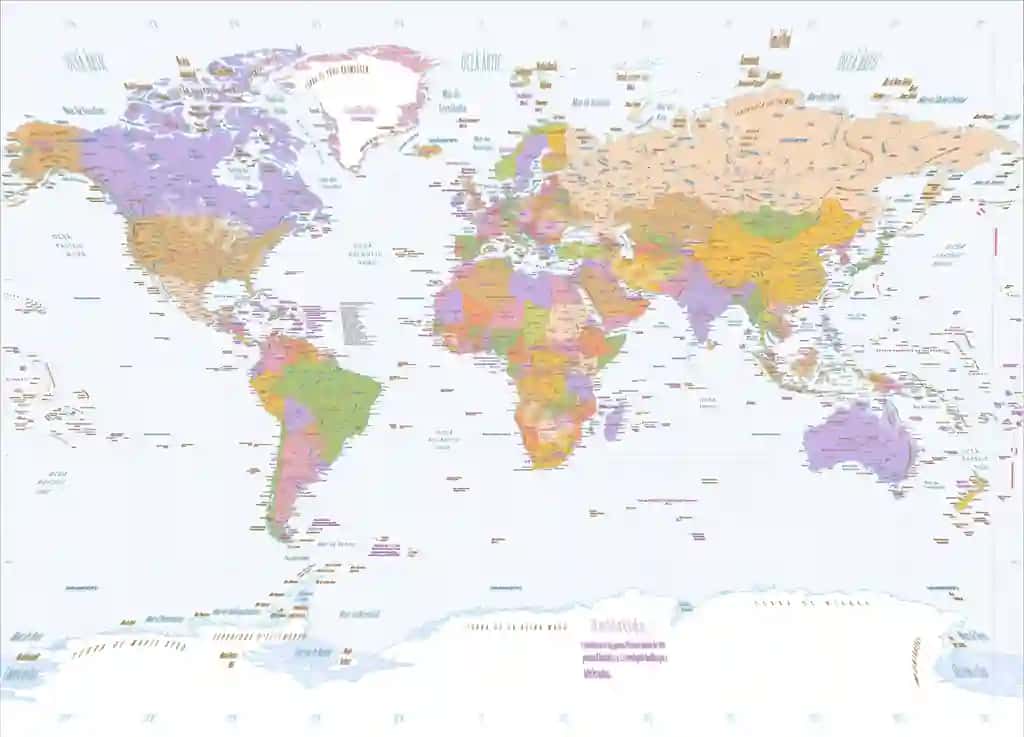 Siyosiy dunyo xaritasi katalan tili Miller proektsiyasi | Political world map catalan language miller projection