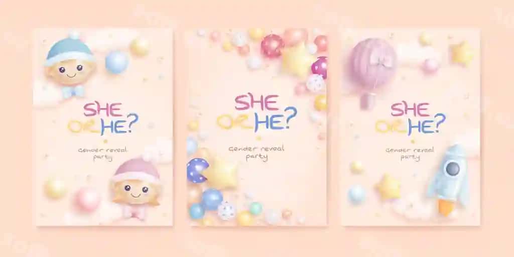 Vektor karikatura jinsiyat ochikni taklifnoma shabloni | Vector cartoon gender reveal invitation template