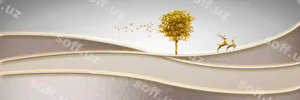 Zamonaviy abstrakt san'at devor manzaralari rasmi oltin fon manzara moda qozonaviy varaq | Modern abstract art wall landscape painting golden background scenery fashionable wallpaper