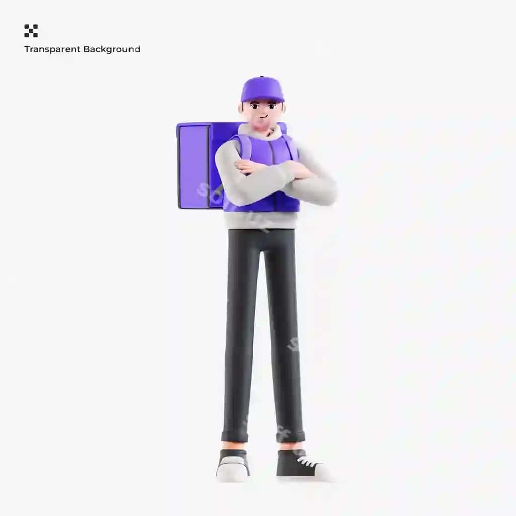 Yetkazib beruvchi erkak 3d illustratsiyasi | Delivery man 3d illustration