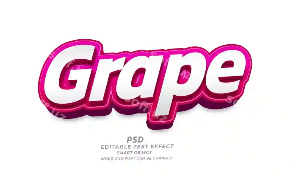 Uzum mevalari 3D tahrirlanga olinadigan matn effekti Photoshop shabloni | Grape fruits 3d editable text effect photoshop template
