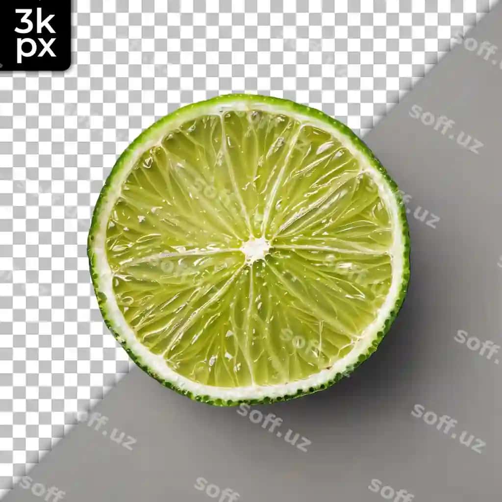 Limon yarıshtirilgan shaffof yuzada o'tirgan | Lime cut half sits transparent surface
